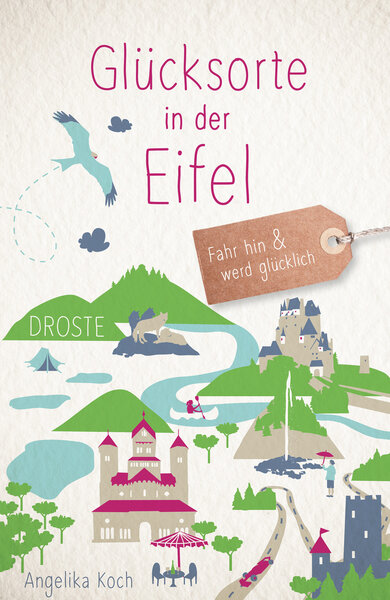 Buchcover mit Bergen, Burgen, Fluss und Seen