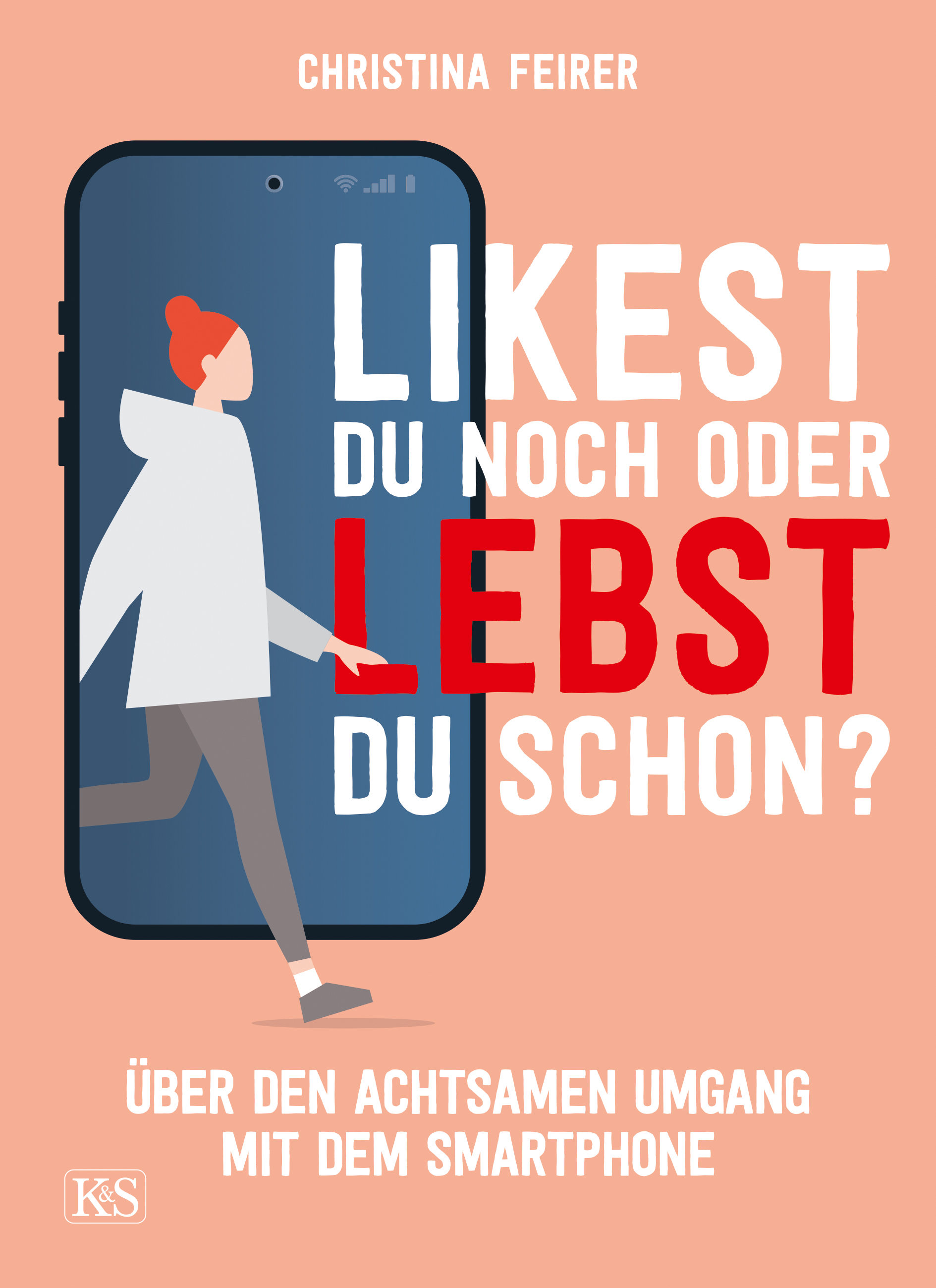 Buchcover - Grafik eines Mädchens, das aus einem Smartphone spaziert