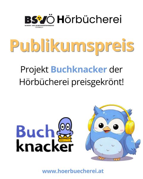 Logo, Buchknacker, Hörbücherei © BSVÖ