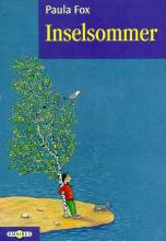 Buchcover "Inselsommer" - Grafische Illustration: Eine junge Frau auf einer kleinen Insel an einem Birkenbaum angelehnt auf dem eine Möwe sitzt.